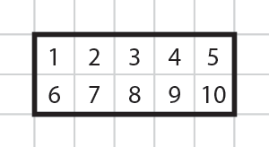 Numbered grid to help calculate the area of a shape.