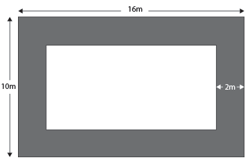 Diagram showing how to calculate the area of the border of a shape.