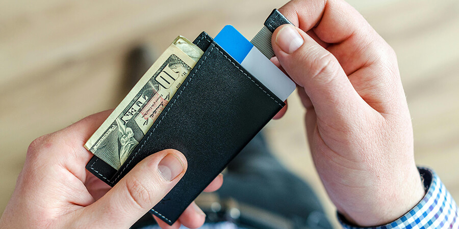 Ten USD in a wallet.