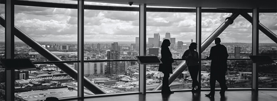 View of city from tall building.