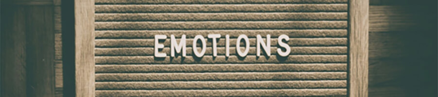 The word 'emotions' spelt out on a board with plastic letters.