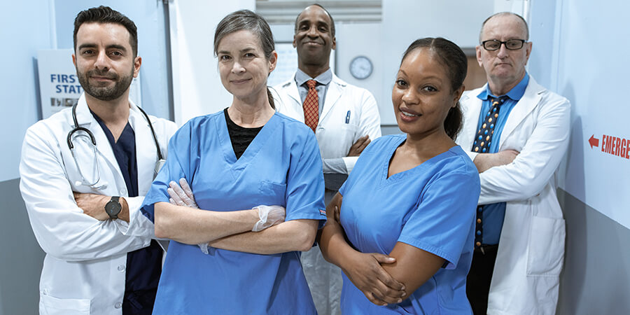 Hospital staff, doctors, nurses and consultants.