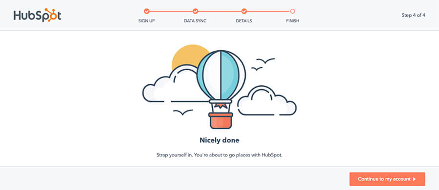 Screenshot of HubSpot sign-up.