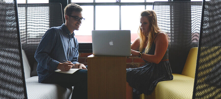 Young professionals conducting an interview.