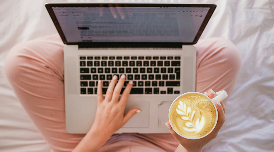 Laptop and coffee.