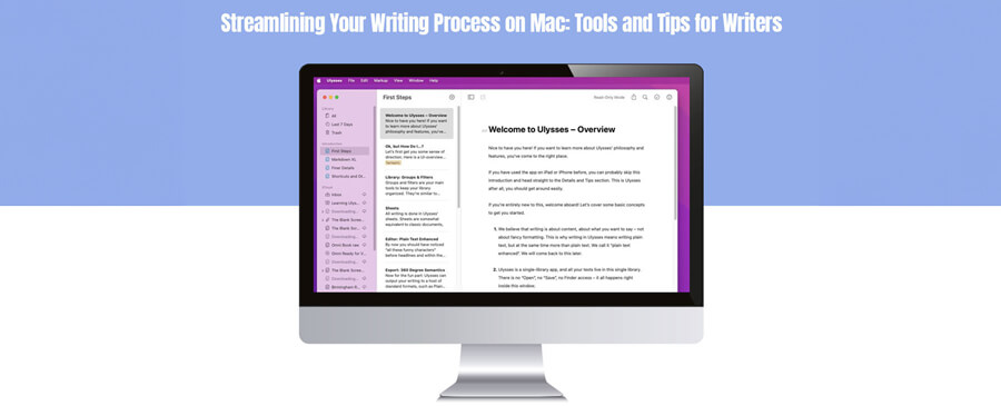 Mac writing tools and tips, banner.