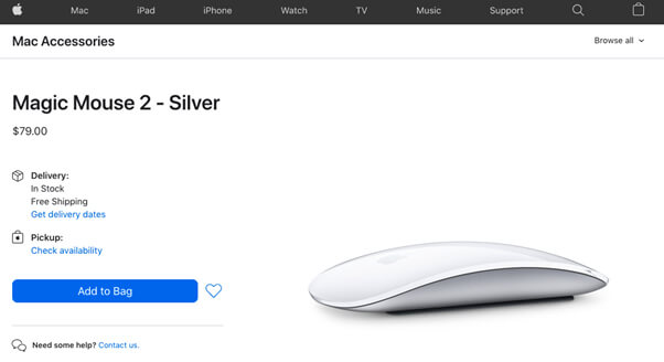 Apple screenshot of Mac Magic Mouse 2