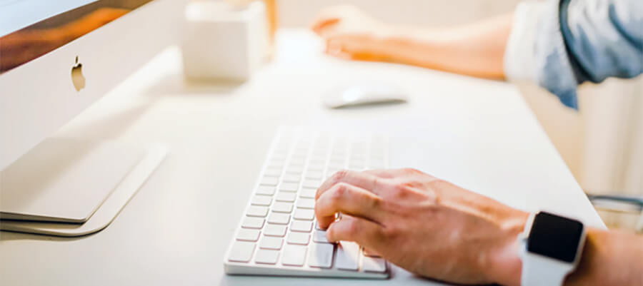 Man using computer.