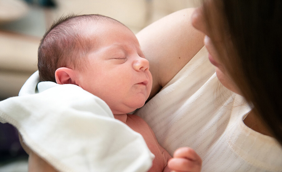 Mother and newborn baby.