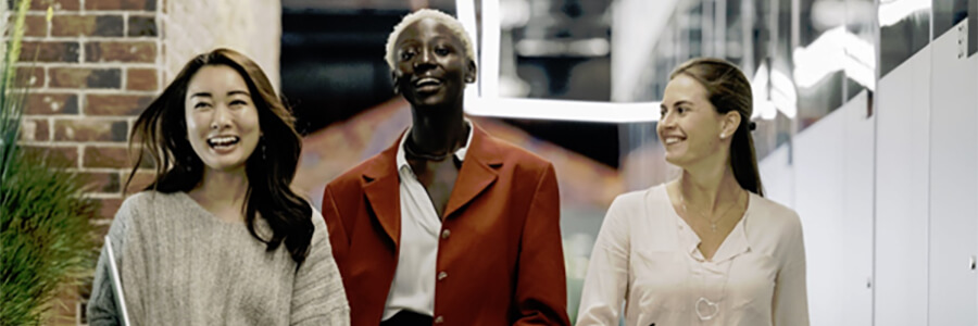 Three young women employees