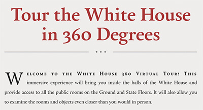 Virtual White House Tour website screenshot.