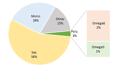 Pie chart to show fat proportions of Ghee