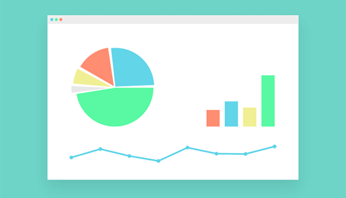 Vector illustration showing different graphs and charts.