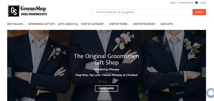 GroomsShop website screenshot.