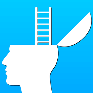 Growth Mindset:  Ladder extending from an open head.