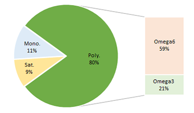 Pie chart to show fat proportions of Hemp Oil