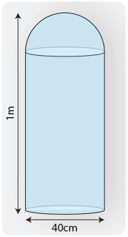 Irregular solid. Circular base with a diameter of 40cm and with a total height of 1m. Top section is semi-spherical.